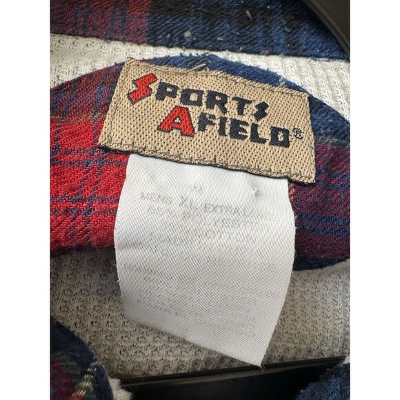 Sports Afield Blue Red Plaid Thermal Lined Flannel Shirt Shacket Men’s XL - Picture 3 of 8
